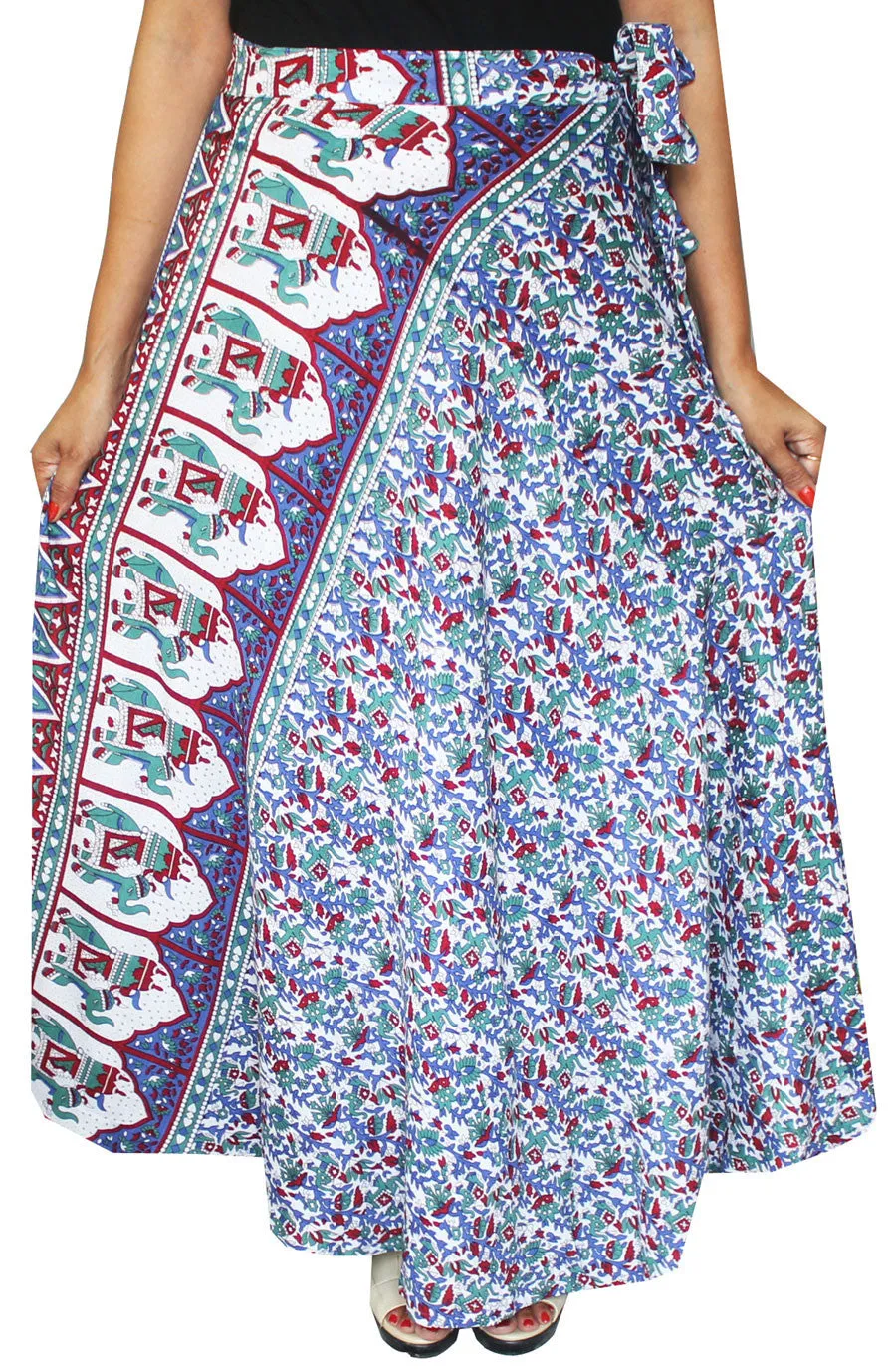 Long Rayon Wrap Around Skirts  India Women (Blue)