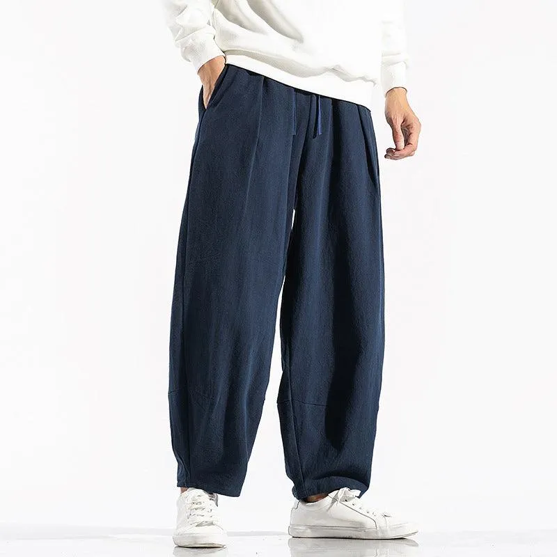 Loose Chinese-style Wide-leg Pants In Large Sizes