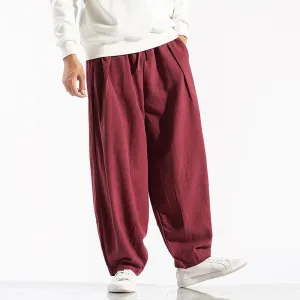 Loose Chinese-style Wide-leg Pants In Large Sizes