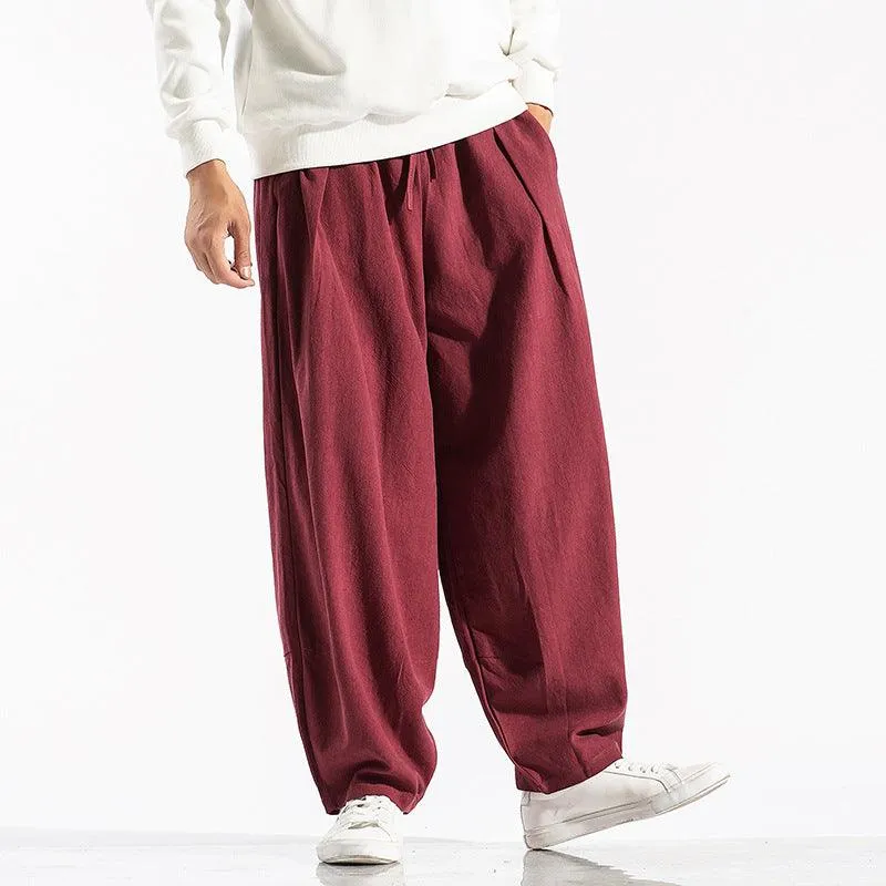 Loose Chinese-style Wide-leg Pants In Large Sizes