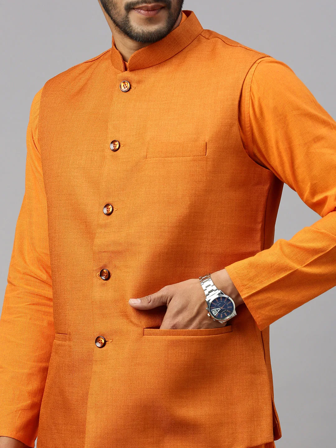 Men Ethnic Jacket Orange DW20