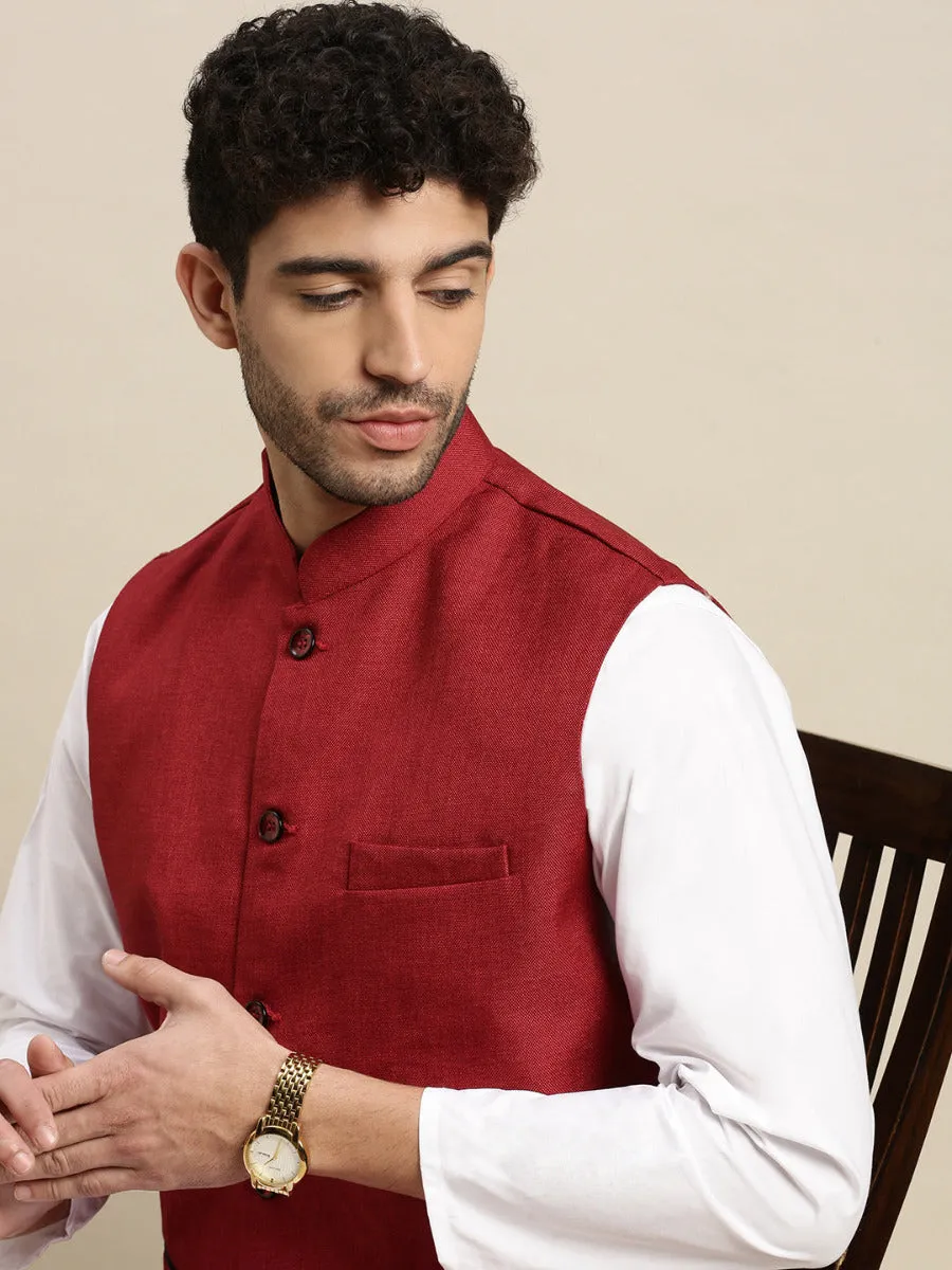 Men Nehru Jacket Maroon  DB1