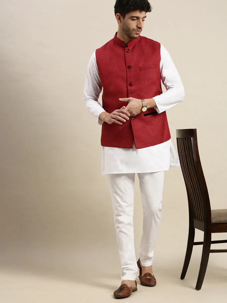 Men Nehru Jacket Maroon  DB1