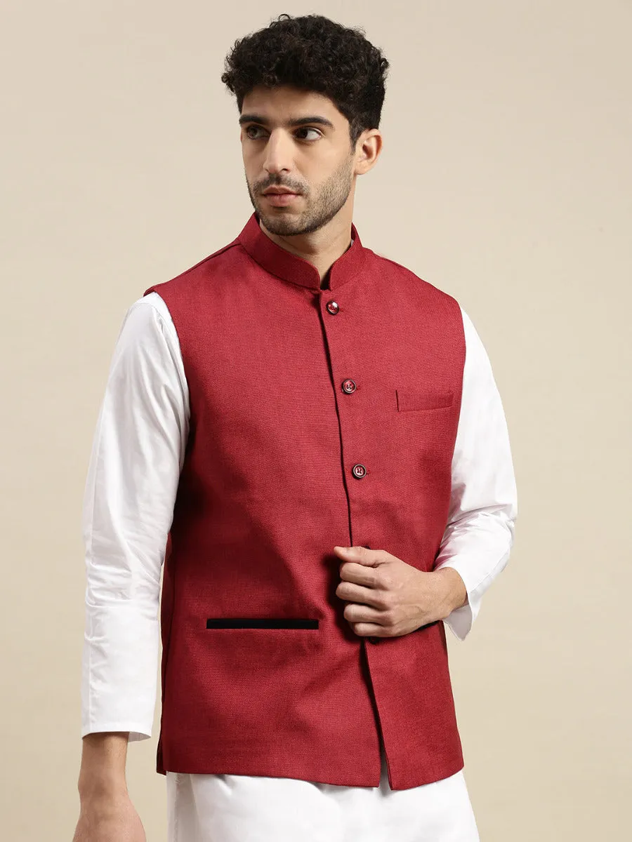 Men Nehru Jacket Maroon  DB1