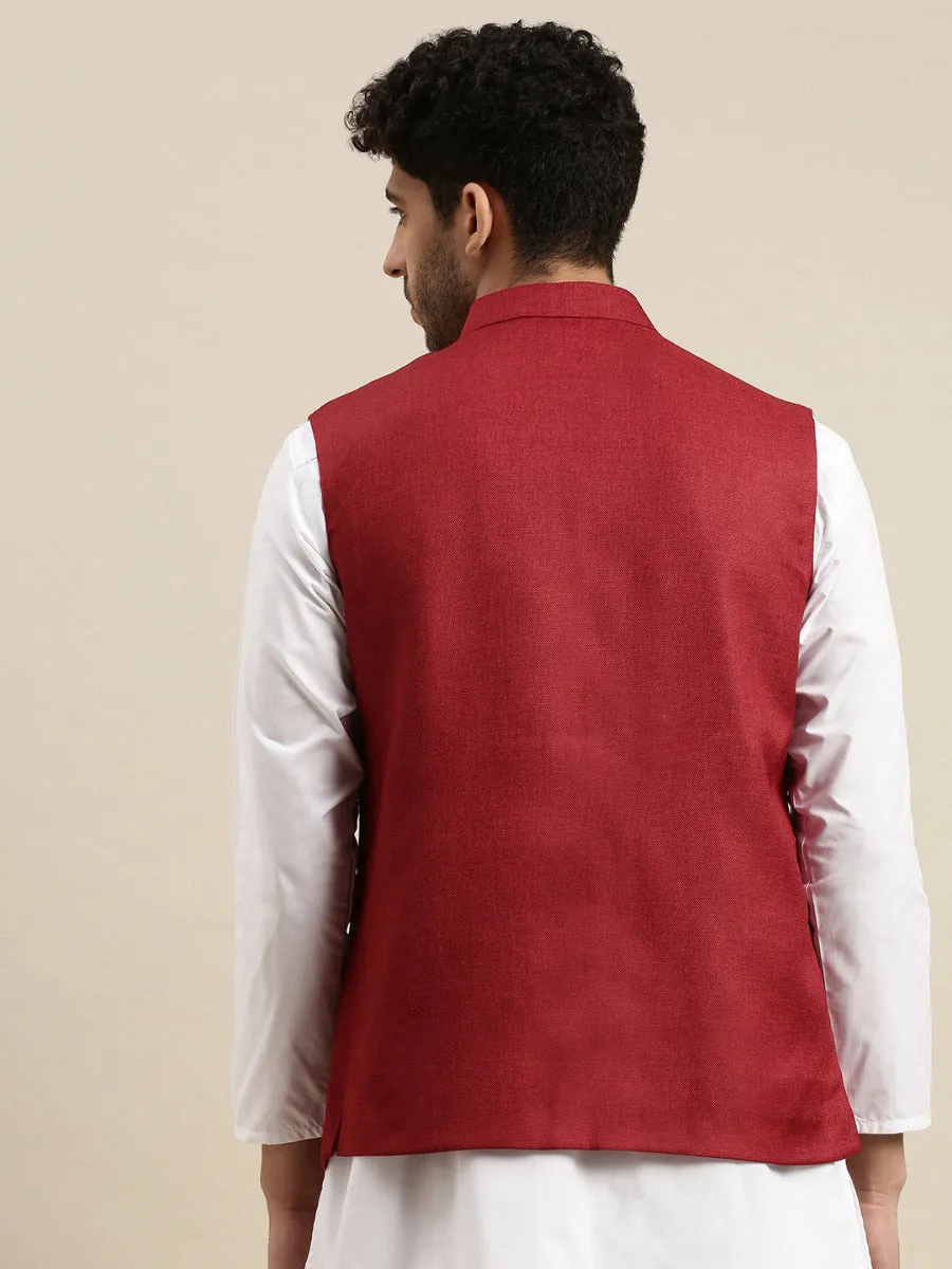 Men Nehru Jacket Maroon  DB1