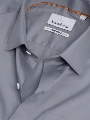 Men's Regular Fit Solid Grey Formal Shirt