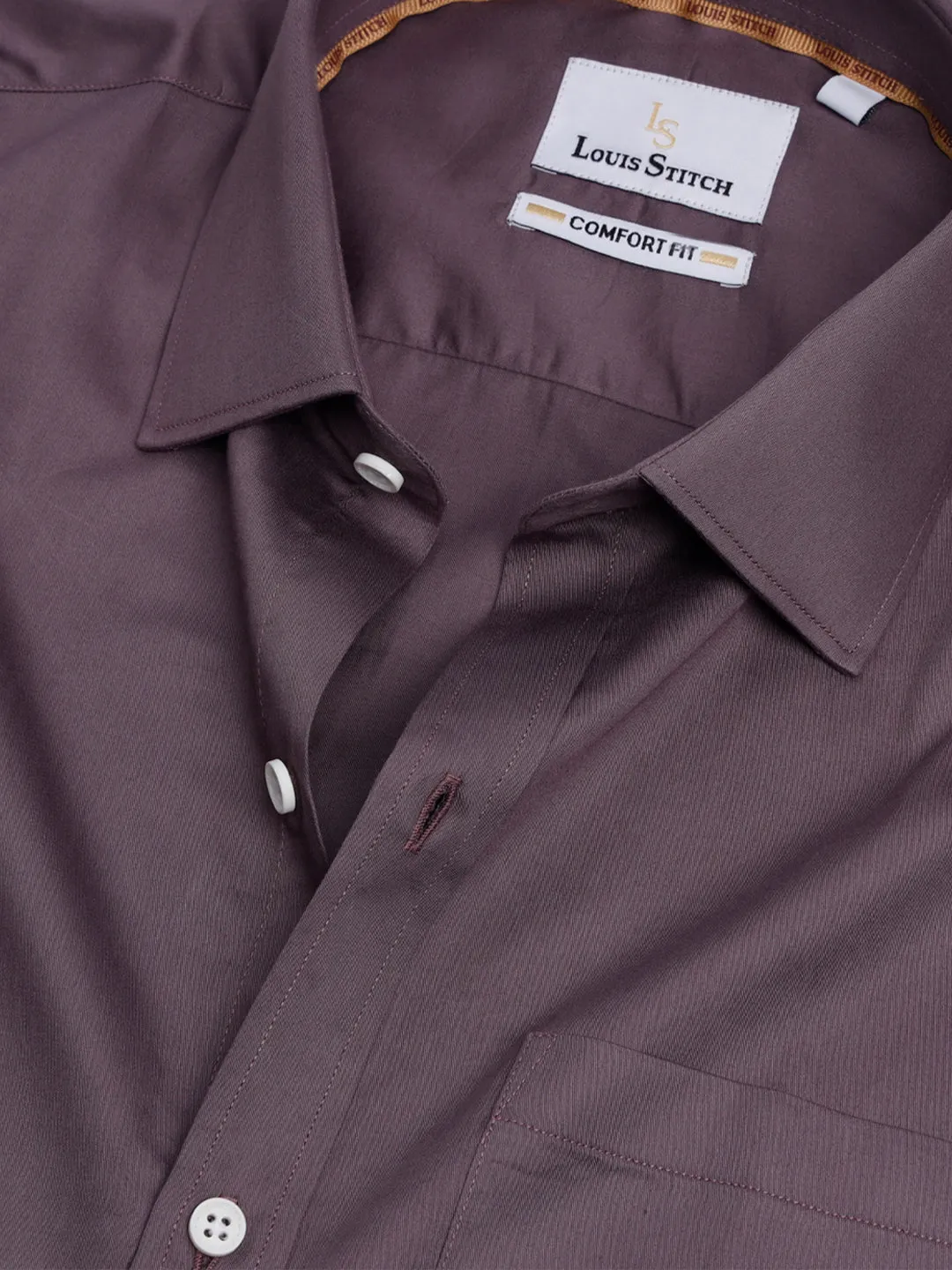 Men's Regular Fit Solid Purple Formal Shirt