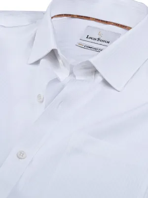 Men's Regular Fit Stripes White Formal Shirt