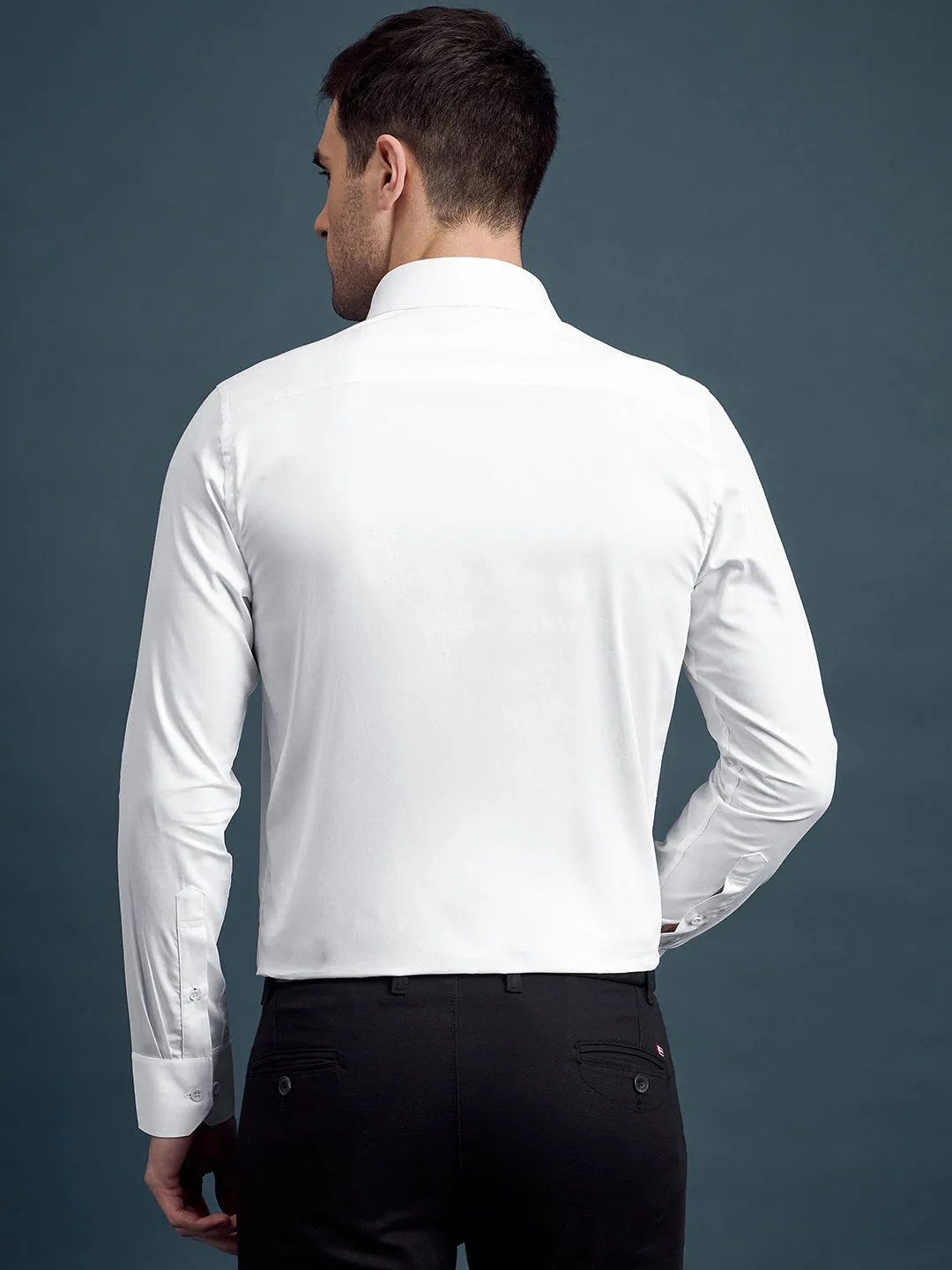 Men's Slim Fit Solid White Formal Shirt