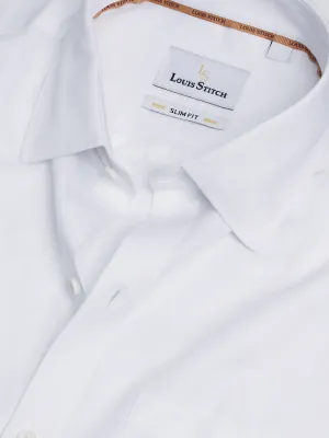 Men's Slim Fit Solid White Formal Shirt