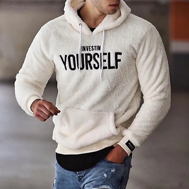 Men's Teddy Fleece Hoodie – Warm Plush Oversized Streetwear Sweatshirt