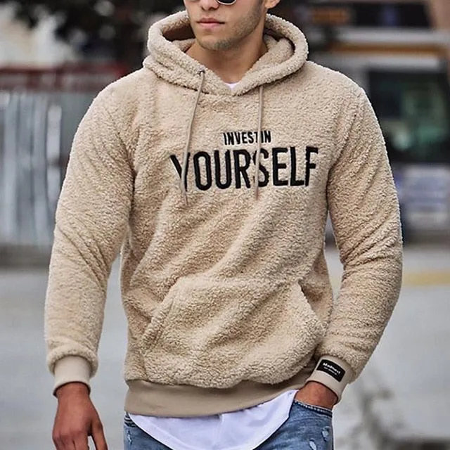 Men's Teddy Fleece Hoodie – Warm Plush Oversized Streetwear Sweatshirt