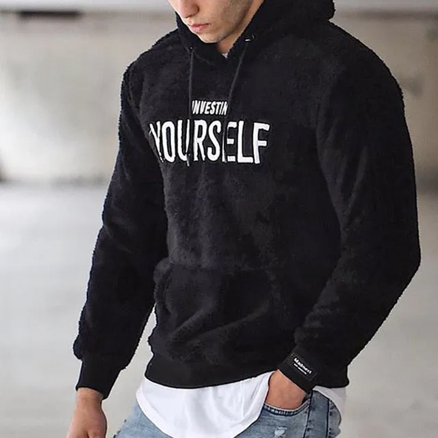 Men's Teddy Fleece Hoodie – Warm Plush Oversized Streetwear Sweatshirt