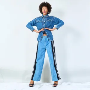 Multi-studded denim shirt jacket wholesale