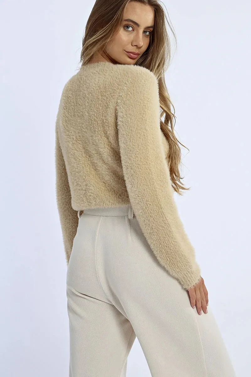 Off White High Waist Wide Leg Pant