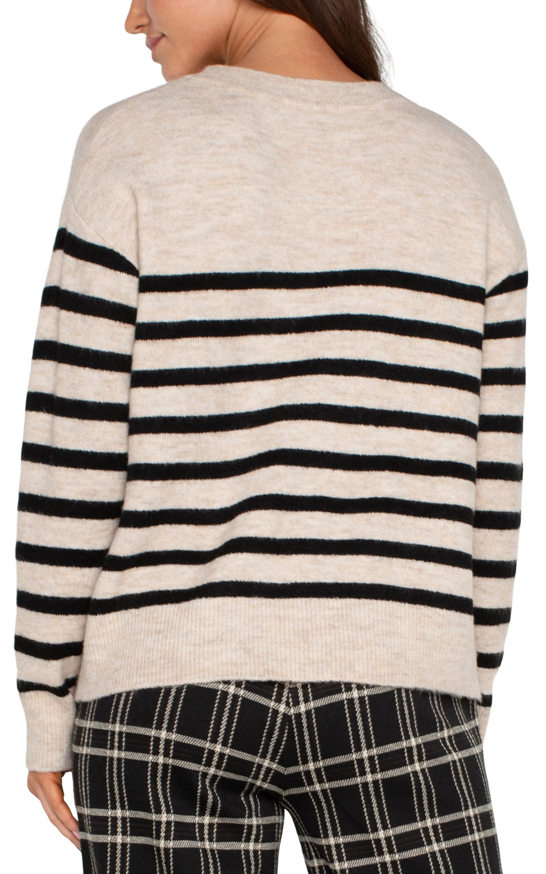 PETITE LONG SLEEVE CREW NECK DROP SHOULDER SWEATER