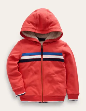 Shaggy-Lined Printed Hoodie-Jam
