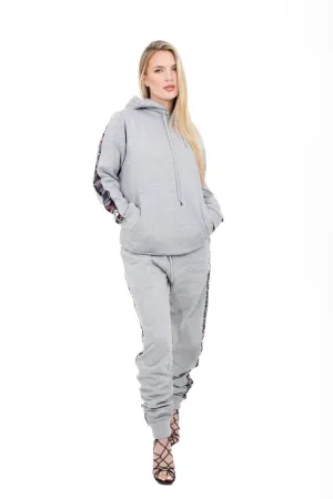 Smooth Visage Gray Luxe Hoodie with Ankara Accent Sleeves