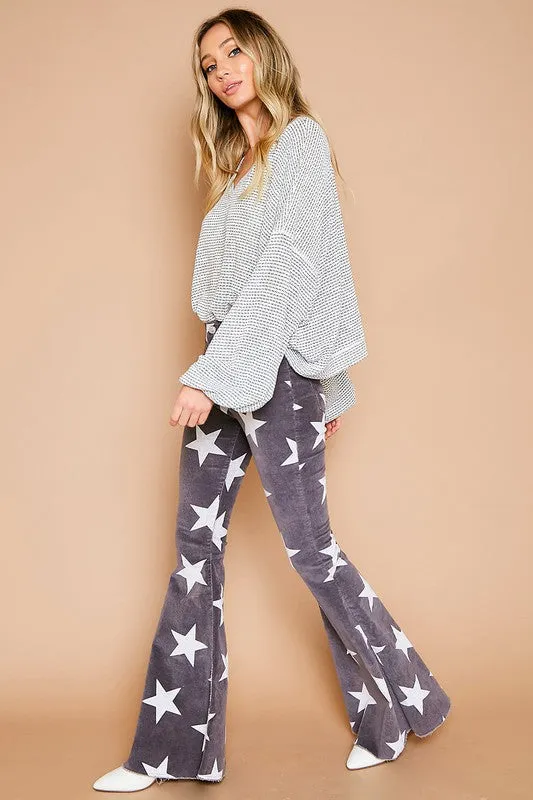 Star Printed Flare Pants