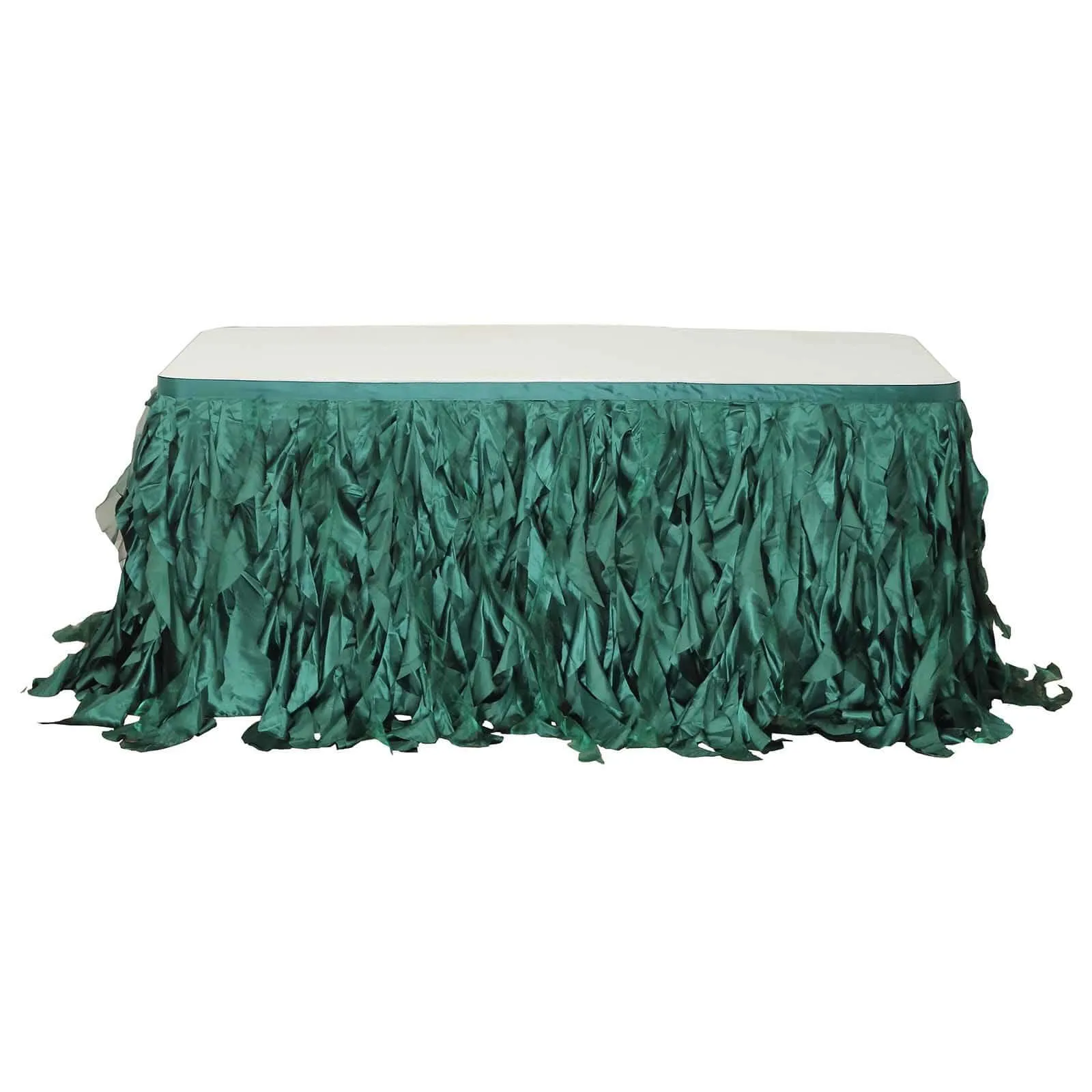 Taffeta Table Skirt 14ft Hunter Emerald Green - Curly Willow Table Cover