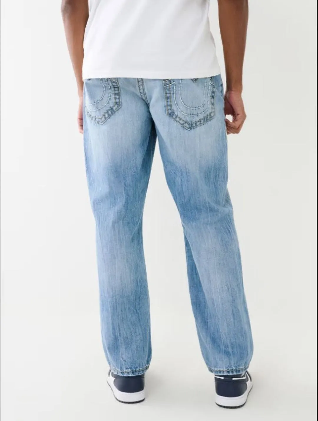 True Religion Super T BOBBY Straight Oversize Fit Blue Mid-Rise Washed Jeans