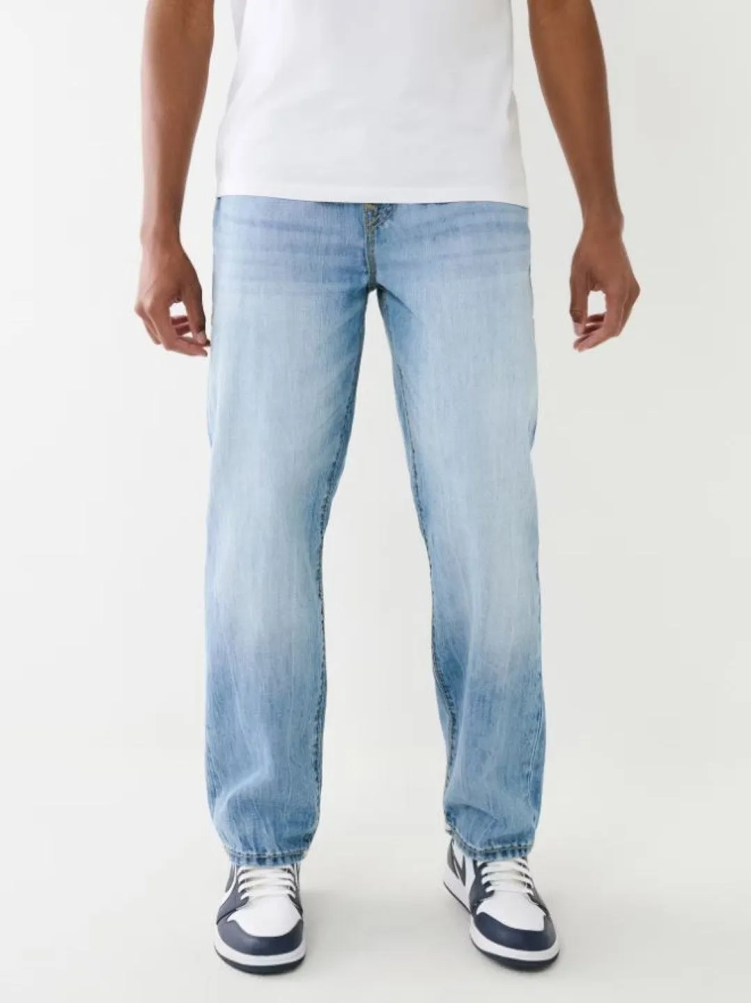 True Religion Super T BOBBY Straight Oversize Fit Blue Mid-Rise Washed Jeans
