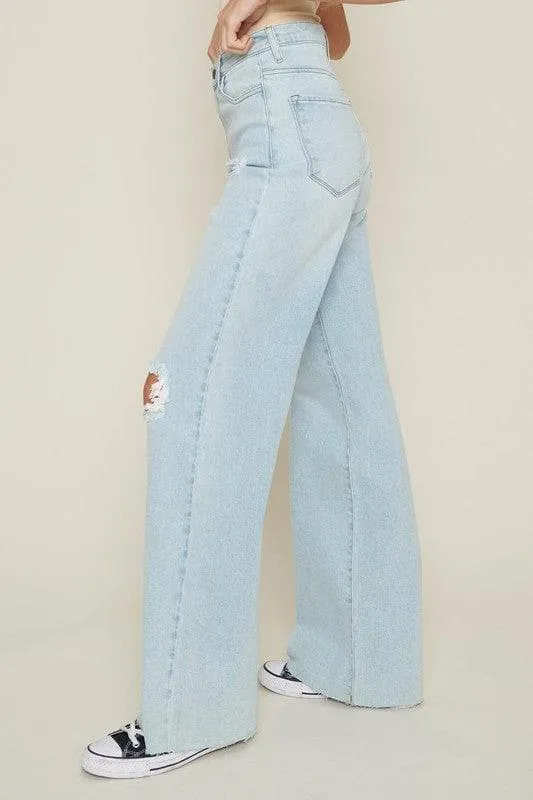 Vibrant M.i.U Distressed Wide Leg Jeans