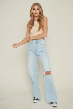 Vibrant M.i.U Distressed Wide Leg Jeans