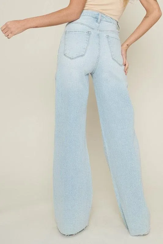 Vibrant M.i.U Distressed Wide Leg Jeans
