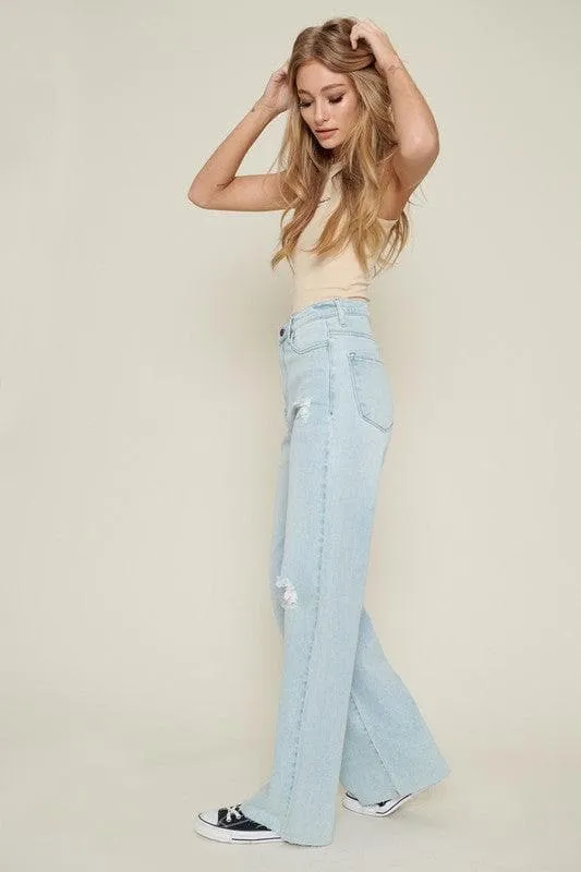 Vibrant M.i.U Distressed Wide Leg Jeans