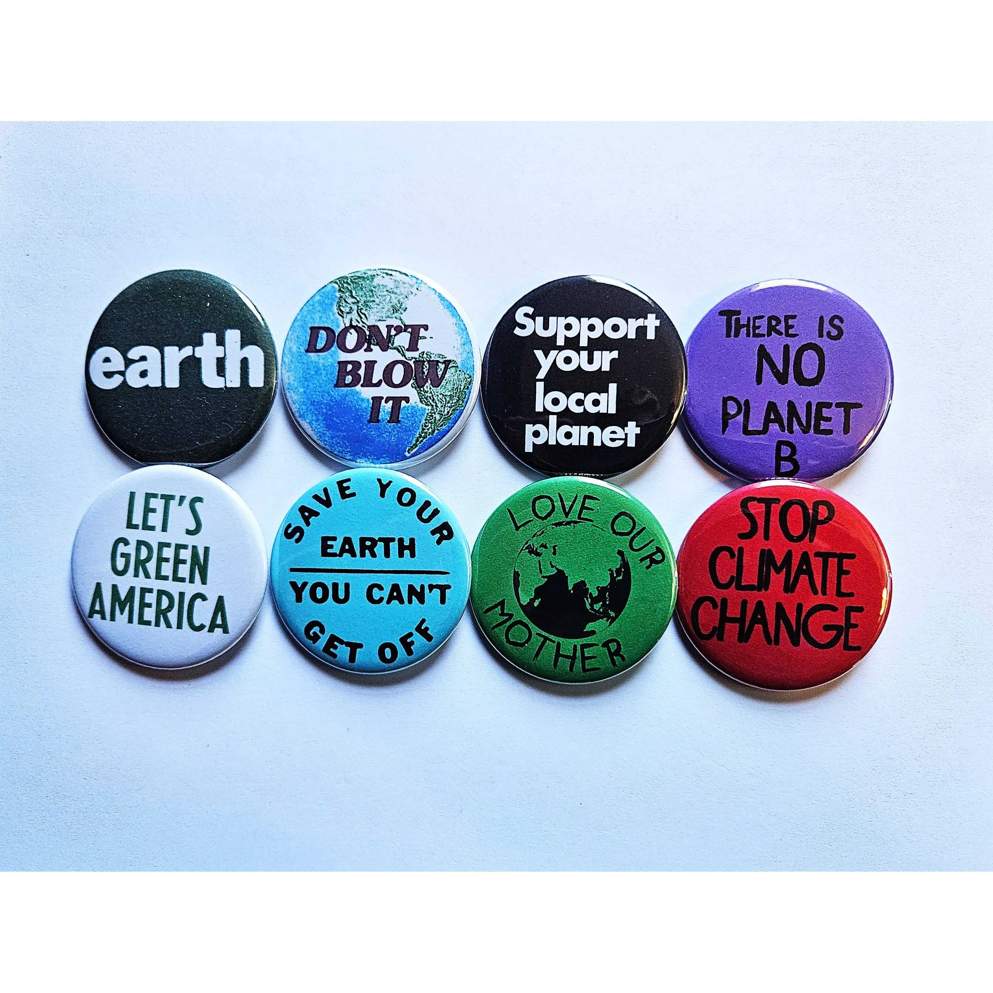 Vintage Reproduction Support Your Local Planet Environmental Small Pinback Button | 1.25" Diameter