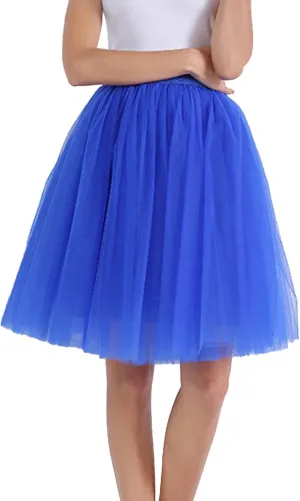 Women's A-Line High Waisted Midi Skirt Women's Classic Layered Tulle Skirt for Adult Teen Ballet Dance Skirts