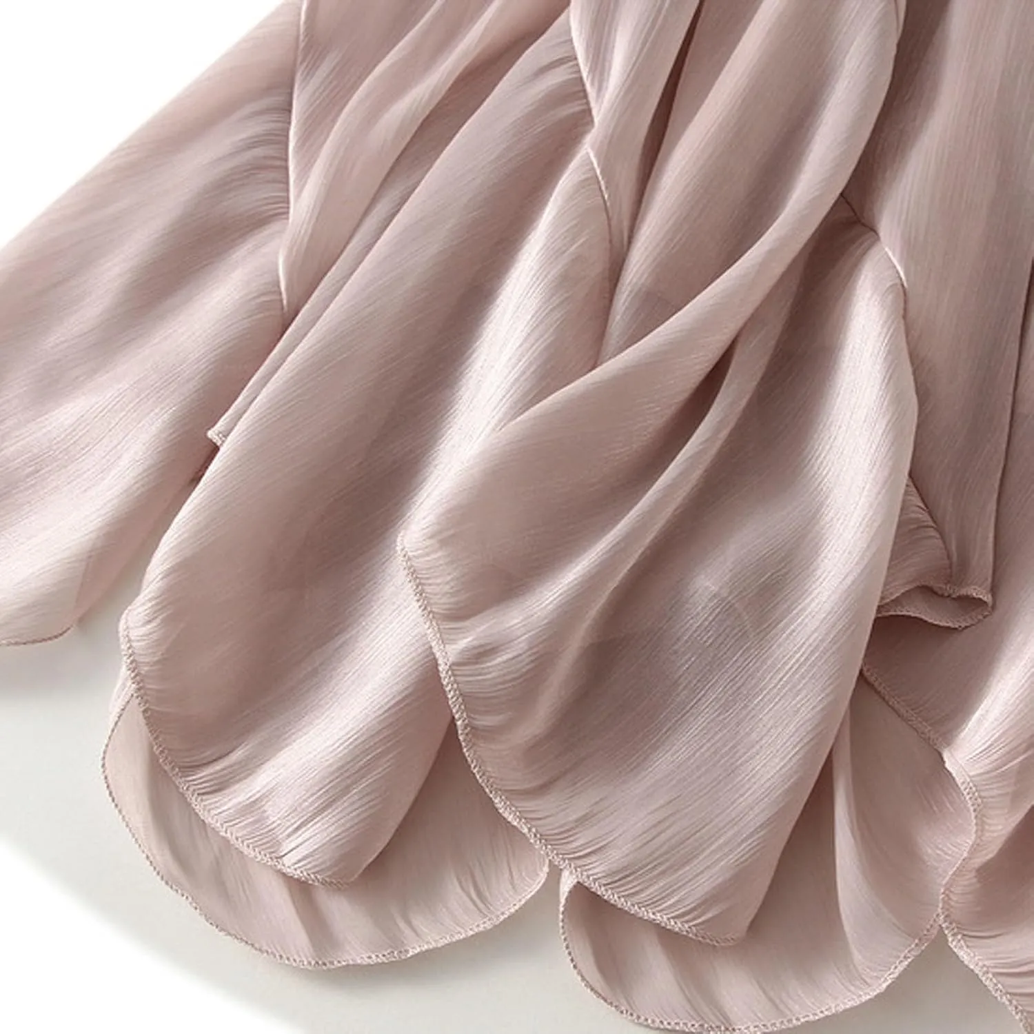 Women's Chiffon Flowy Long Skirt Asymmetrical Hem Elastic Waist Beach Skirts Lightweight Summer Casual Maxi Dress
