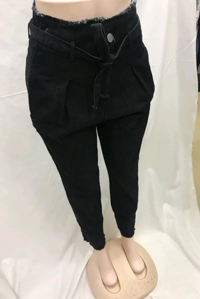 Women's Fashionable High Waist Belted Jeans - GlamzLife