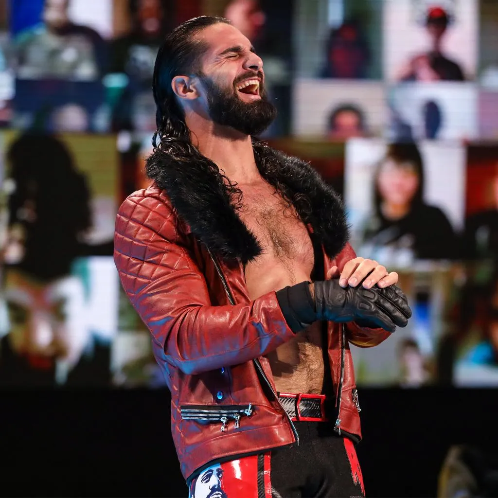 WWE Seth Rollins Faux Shearl Coller Stylish Black Leather Jacket by TJS