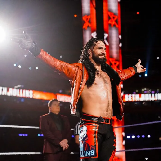 WWE Seth Rollins Faux Shearl Coller Stylish Black Leather Jacket by TJS