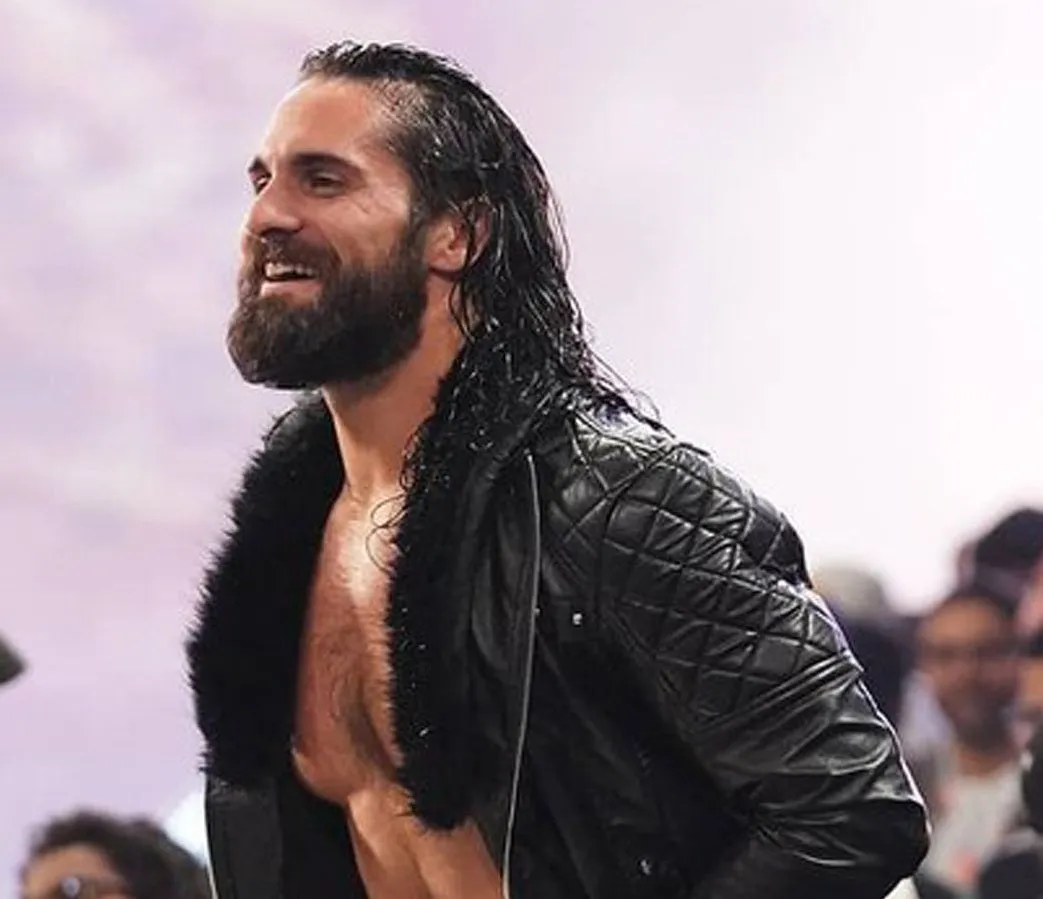 WWE Seth Rollins Faux Shearl Coller Stylish Black Leather Jacket by TJS