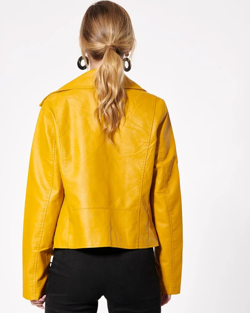 Yellow Leather Jacket for Women By TJS