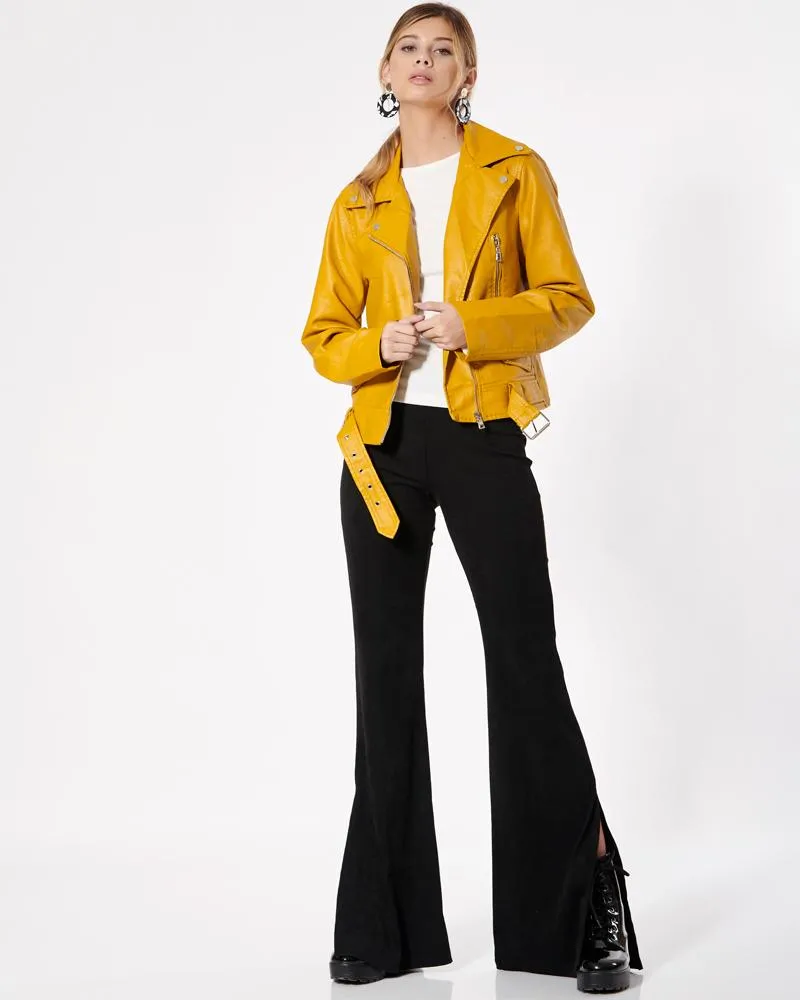 Yellow Leather Jacket for Women By TJS